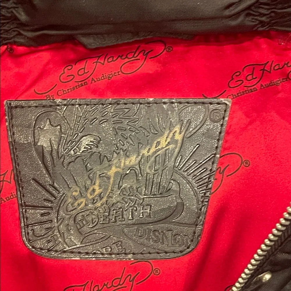 Limited edition Ed Hardy Christian Audigier puffer jacket with hood Adult Large - Picture 3 of 16